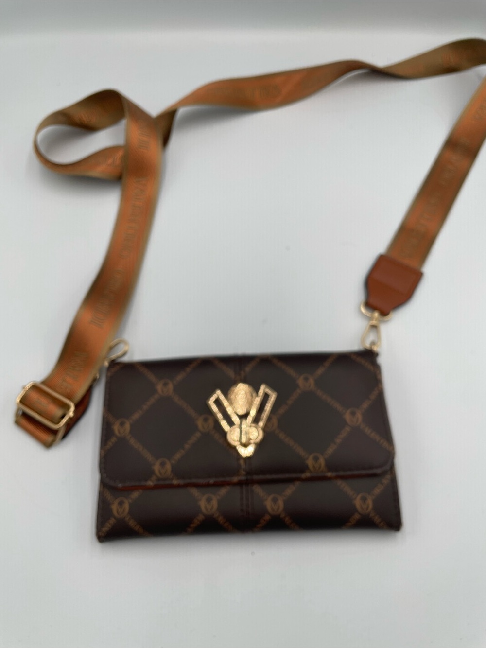 Valentino Orlandi Crossbody Brown Wallet Printed MSRP $159